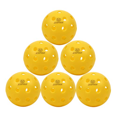 XS XSPAK Indoor Pickleball Balls - 26 Holes Pickleball Ball Pack of 6, Yellow