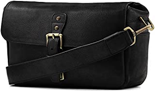 MegaGear Genuine Leather Camera Messenger Bag for Mirrorless, Instant and DSLR, Black (MG1331)