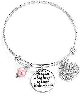 Teacher Appreciation Gift It Takes a Big Heart to Teach Little Minds Bracelet Bangle Thank You Gifts by ELOI