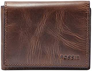 Fossil Men's Derrick Leather Trifold Wallet, Dark Brown