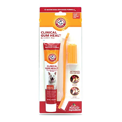 Arm & Hammer for Pets Clinical Care Dental Gum Health Kit for Dogs | Contains Toothpaste, Toothbrush & Fingerbrush | Soothes Inflamed Gums, 3-Piece Kit, Chicken Flavor