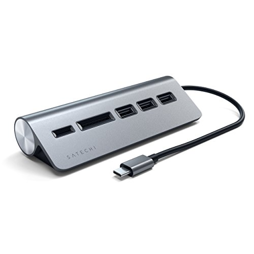 Satechi Type-C Aluminum USB Hub & Micro/SD Card Reader - Compatible with 2020 MacBook Pro, 2020 MacBook Air, 2020 iPad Pro, 2019 iMac/iMac Pro (Space Gray)