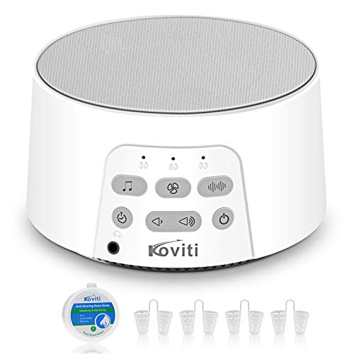 White Noise Machine - Koviti Sound Machine with 24 Soothing Sounds-Noise Machine with 4 Stop Snoring Nose Vents for Sleeping&Relaxation,Timer&Memory Feature,USB Cable for Baby,Adult,Home,Office,Travel