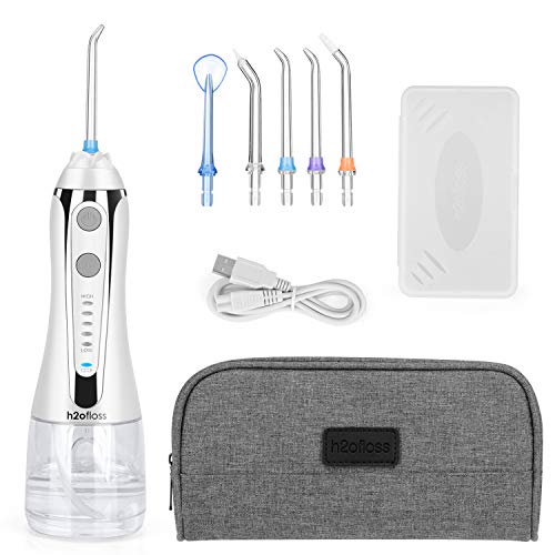 H2ofloss Cordless Water Dental Flosser, Portable Oral Irrigator for Teeth, Braces, Rechargeable & IPX7 Waterproof Teeth Cleaner for Home Travel