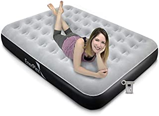 EnerPlex Never-Leak Camping Series Queen Camping Airbed with High Speed Pump Never Queen Size Air Mattress Single High Inflatable Blow Up Bed for Home Camping Travel 2-Year Warranty  Grey/Black