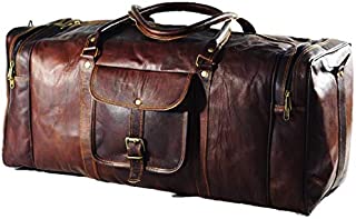 Urban Dezire 24 Inch Vintage Leather Duffel Travel Gym Sports Overnight Weekend Bag