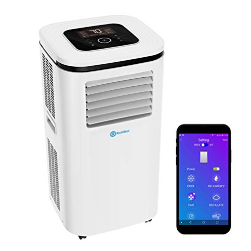 Rollibot ROLLICOOL Portable Air Conditioner w/App & Alexa Voice Control | Wi-Fi Enabled Portable AC & Dehumidifier | Quiet Operation, Easy Installation (14,000 BTU, White)