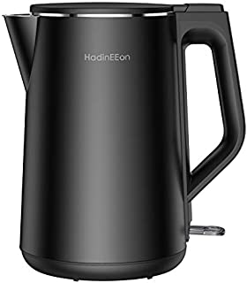 HadinEEon 1.5L/6 Cups Electric Kettle, 1500W Stainless Steel Interior Double Wall Electric Tea Kettle, Cool Touch Water Boiler, Cordless, BPA-Free with Auto Shut-Off & Boil-Dry Protection