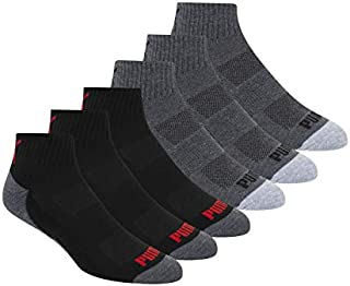 PUMA Socks Men's Quarter Cut Socks, Sock Size:10-13/Shoe Size: 6-12 Grey, Sock Size:10-13/Shoe Size: 6-12 (Pack of 6)