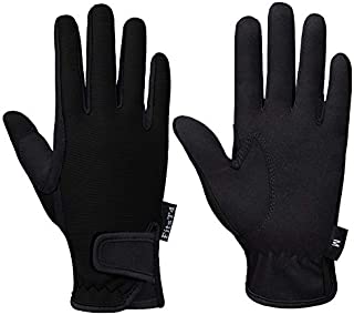 FitsT4 Kids Horse Riding Gloves Children Equestrian Horseback Gloves Boys & Girls Youth Outdoor Mitts Perfect for Biking Cycling Gardening Black L