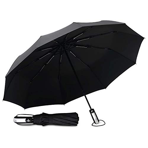 Bodyguard Windproof Travel Umbrella, Folding Umbrella with Anti UV Coating, Auto Open and Close Compact Umbrella with 95% UV Protection