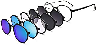 BAUHAUS Magnetic Sunglasses Clip on for Men & Women UV400 Polarized Retro Round Anti-glare Clear Eyeglasses