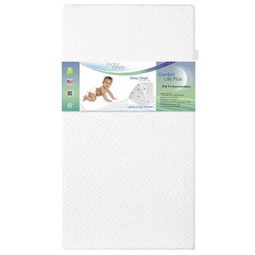 Evolur Sleep Comfort Lite Plus with Natural Eucalyptus Fiber Crib and Toddler Mattress, Greenguard Gold Certified