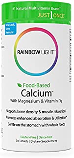 Rainbow Light - Food-Based Calcium - Calcium, Magnesium, and Vitamin D Multivitamin Supplement; Supports Bone Density, Muscle Relaxation, and Calcium Absorption; 500 IU Vitamin D3 - 90 Tablets