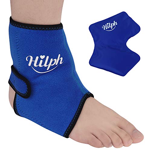 Hilph® Foot/Ankle Ice Pack, Hot Cold Ice Pack Wrap for Compact Ankle, Foot's Plantar Fasciitis, Achilles Tendon Injuries, Swelling, Arthritis, Post Surgery, Bursitis & Aches-10.5