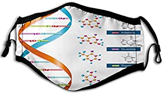 Educational, DNA Bases Chemistry Biochemistry Biotechnology Science Spiral Genetic, Blue Orange Mouth Cover for Women,Face Mask Reusable Washable Cloth for Adult