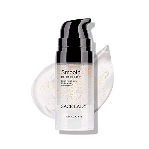 Face Makeup Primer, Big Pores Minimizer Perfect Cover, Pore Eraser Filler, Smooth Fine Lines Wrikles Makeup Base Blur Primer, Gold Foil Infused(12ml/0.40 Fl Oz)