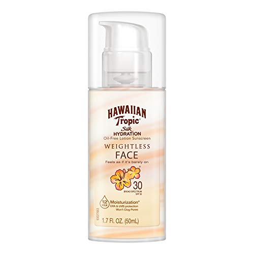 Hawaiian Tropic Silk Hydration Weightless Sunscreen Face Lotion, Broad-Spectrum Protection, SPF 30, 1.7 Ounces