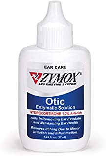 Zymox Ear Solution the Only No Pre-Clean Once-a-Day Dog and Cat Ear Solution Natural Enzyme Formula Contains Hydrocortisone for Comfort