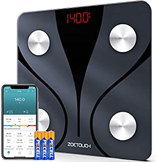 ZOETOUCH Digital Body Weight Scale Body Fat Bathroom Scale,BMI,Bluetooth, Body Composition Analyzer,14 Measurements, 400 lbs,Batteries Included