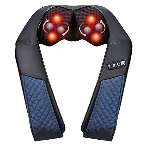 EAshuhe Neck and Shoulder Massager with Heat, Shiatsu Back Massage Pillow with 3D Deep Tissue Kneading for Foot, Legs, Body Muscle - Use at Home, Office & Car