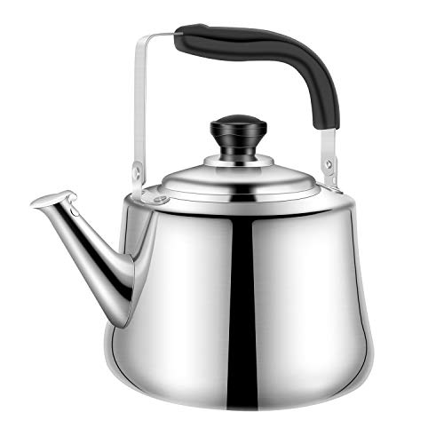 Whistling Tea Kettle Stainless Steel Teapot, 2.5-Liter Teakettle for Stovetop Induction Stove Top, Fast Boiling Heat Water Tea Pot 2.64-Quart