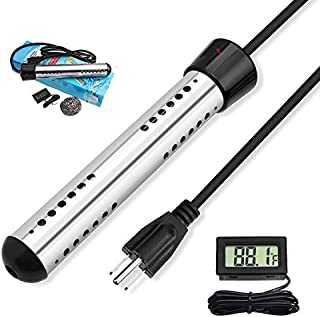 JESTOP Anti-scalding Bucket Heater, Electric Immersion Water Heater with Digital LCD Thermometer, Stainless Steel Guard Submersible Heater, Rapid Heating in Minutes