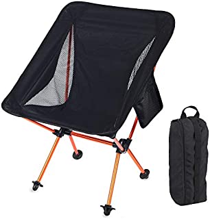 Portable Camping Backpacking Chair Ultralight Lightweight Folding Collapsible Camp Chairs with Carry Bag 300 Lbs Capacity Compact for Adults Outdoor Camp, Travel, Beach, Picnic, Hiking