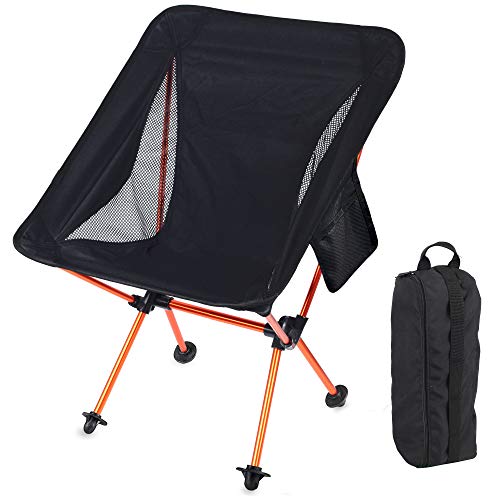 Portable Camping Backpacking Chair Ultralight Lightweight Folding Collapsible Camp Chairs with Carry Bag 300 Lbs Capacity Compact for Adults Outdoor Camp, Travel, Beach, Picnic, Hiking