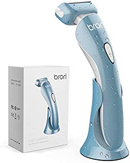 Brori Electric Razor for Women - Womens Shaver Bikini Trimmer Body Hair Removal for Legs and Underarms Rechargeable Wet and Dry Painless Cordless with LED Light, Blue