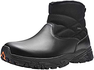 SILENTCARE Men's Waterproof Hiking Boots Slip-On Mid Ankle Boot Winter Outdoor Work Shoes with Zipper Black