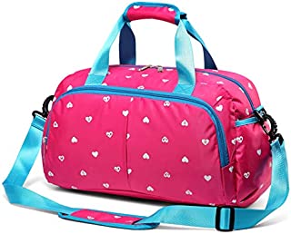 Durable Girls Overnight Duffle Bag for Weekend Travel Little Kids Women Holdall Airplane Underseat Carry On Luggage Small Carryon Duffel for Weekender Overnighter Travel Nylon Polyester (Hot Pink)