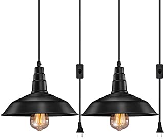 FadimiKoo Plug in Pendant Light E26 E27 Industrial Hanging Pendant Lights Vintage Hanging Light Fixture with 13.12ft Cord On/Off Switch 2 Pack