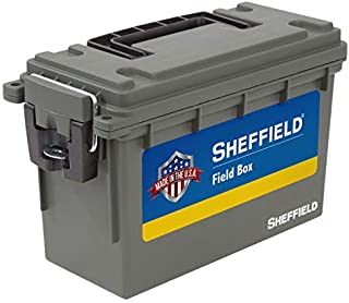 Sheffield 12726 Field Box, Pistol, Rifle, or Shotgun Ammo Storage Box, Tamper-Proof Locking Ammo Can, Water Resistant, Made in The U.S.A, Drab Olive Green