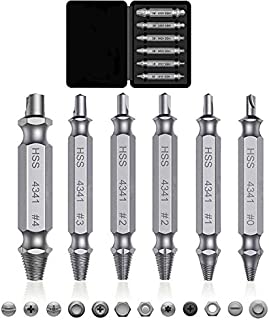 Damaged&Stripped Screw Extractor Remover Tool and Drill Bit Set. Broken Bolt Extractor and Screw Remover Set of 6 Pcs