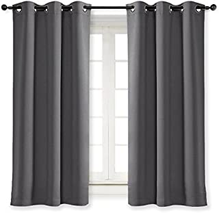 NICETOWN Blackout Curtain Blind for Bedroom Thermal Insulated Grommet Blackout Room Darkening Drape/Drapery (Single Panel, W42 x L63 inches, Grey/Gray)