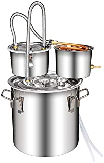 Moonshine Still Home Brewing Kit 3 Pot 5Gal 20L, Stainless Steel Water Distiller Copper Tube, Build-in Thermometer for DIY Whisky Wine Brandy Spirits Moonshine (3 POT 5 GALLON)