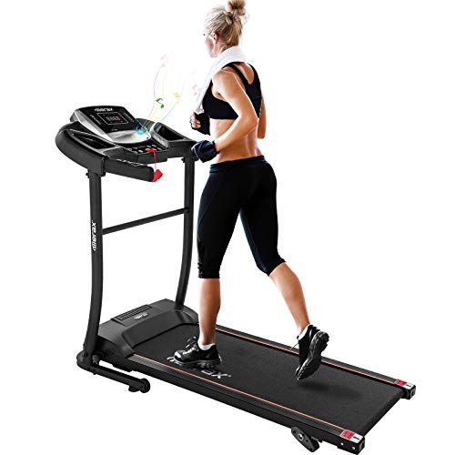 Merax Electric Folding Treadmill  Easy Assembly Fitness Motorized Running Jogging Machine with Speakers for Home Use, 12 Preset Programs (Black)