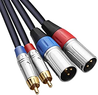 TISINO Dual RCA to XLR Cable, 2 RCA to 2 XLR Male HiFi Stereo Audio Connection Microphone Cable Wire Cord Path Cable - 10 Feet