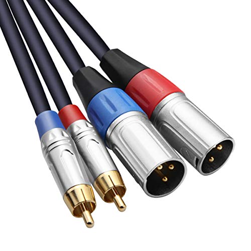 TISINO Dual RCA to XLR Cable, 2 RCA to 2 XLR Male HiFi Stereo Audio Connection Microphone Cable Wire Cord Path Cable - 10 Feet