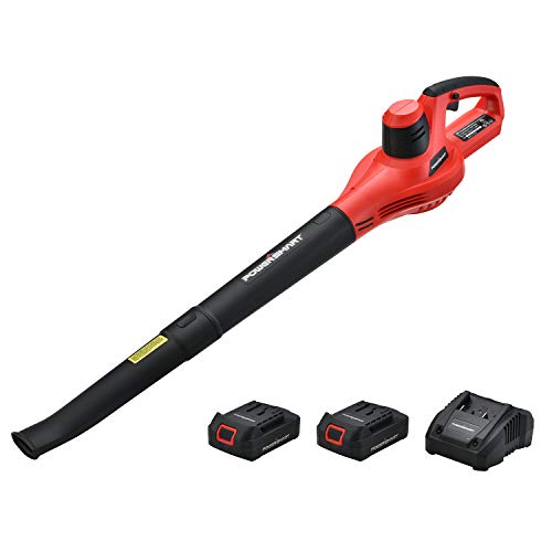 PowerSmart Leaf Blower, 20V MAX Lithium-Ion Cordless Leaf Blower with 117 MPH Output, Battery Powered Air Blower, Lightweight & Portable, Two 1.5 Ah Battery & Charger Included, PS76101A-2B