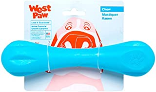 West Paw Zogoflex Hurley Dog Bone Chew Toy  Floatable Pet Toys for Aggressive Chewers, Catch, Fetch  Bright-Colored Bones for Dogs  Recyclable, Dishwasher-Safe, Non-Toxic, Large, Aqua