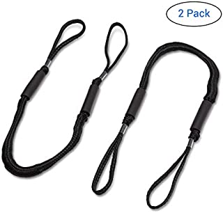 DOMABRI Boat Bungee Dock Lines - 2 Pack - 4 ft Mooring Rope - Boating Dock Accessories - Quick Docking - Non-Jerking - Great Boating Gifts For Men - Pontoon, Kayak, Fishing Boat - Durable - Free eBook