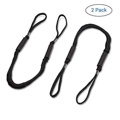 DOMABRI Boat Bungee Dock Lines - 2 Pack - 4 ft Mooring Rope - Boating Dock Accessories - Quick Docking - Non-Jerking - Great Boating Gifts For Men - Pontoon, Kayak, Fishing Boat - Durable - Free eBook