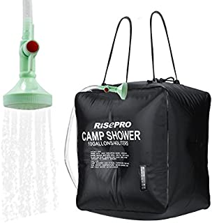 RISEPRO 10 gallons/40L Solar Shower Bag Solar Heating Camping Shower Bag with Temperature Hot Water Outdoor Hiking Climbing XH07