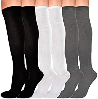 LighSele 6 Pairs Compression Socks for Men & Women 15-20 mmHg Knee High Compression Socks for Nurses, Pregnancy, Athletic Running, Flying(L/XL)