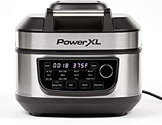 PowerXL Grill Air Fryer Combo 12-in-1 Indoor Grill, Air Fryer, Slow Cooker, Roast, Bake, 1550-Watts, Stainless Steel Finish