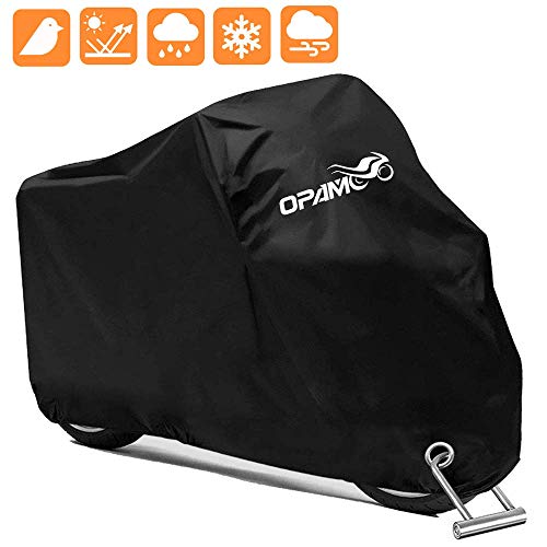 Motorcycle Scooter Cover Waterproof Outdoor - Large Medium XL 250cc 150cc 50cc Scooter Shelter for Harleys All Weather Motorbike Protection with Lock Holes Tear-proof Heavy-Duty