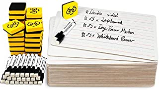 Double Sided Dry Erase Boards - Lined/Plain, Ohuhu 25-Pack 9 x 12 Inch Whiteboards Set, Including 25 x Lap Board, 25 x Black Markers, 25 x White Boards Eraser for Students, Classroom, School