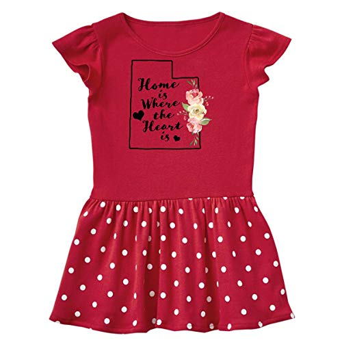 inktastic Utah Home is Where The Toddler Dress 3T Red with Polka Dots 39115